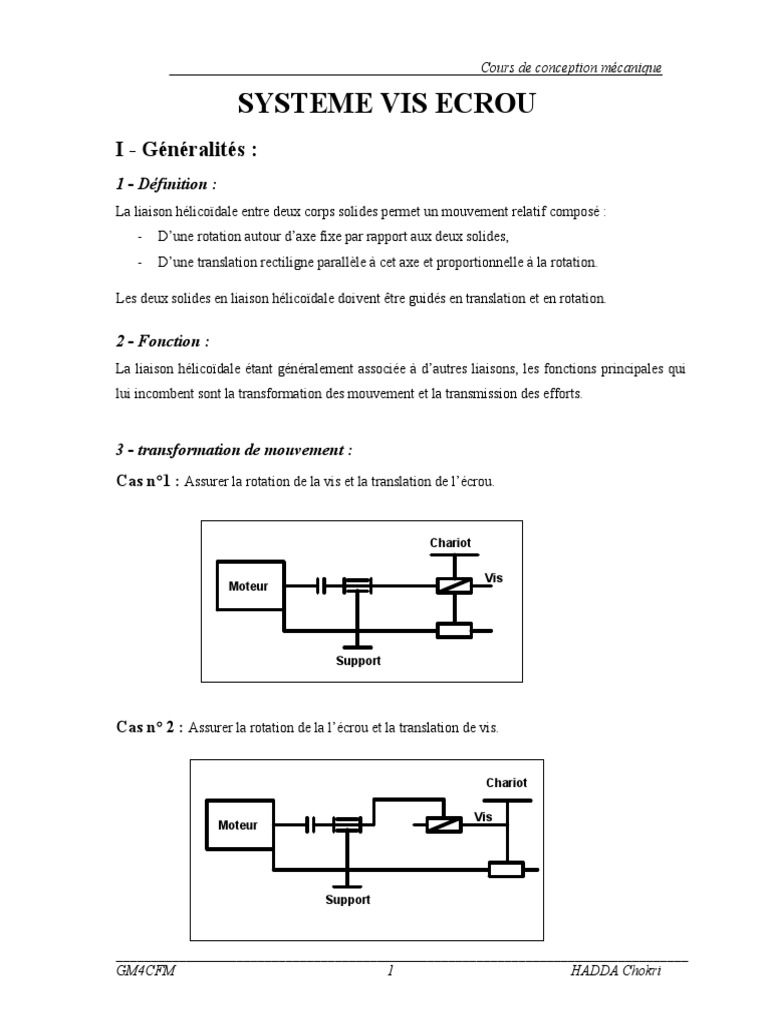 Système Vis-Écrou : Conception et Rendement | PDF | Contrainte de ...