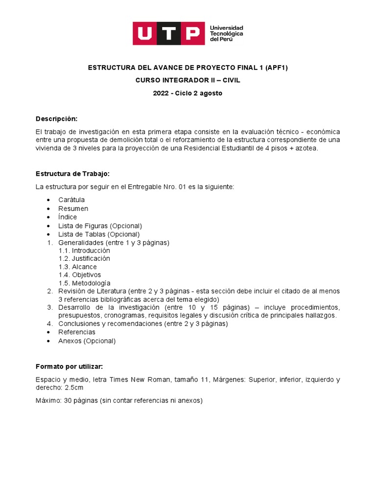 Estructura Avance Proyecto Final UTP | PDF | Informática