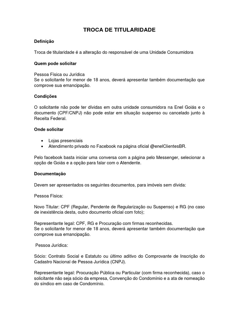 TROCA DE TITULARIDADE Informativo PDF