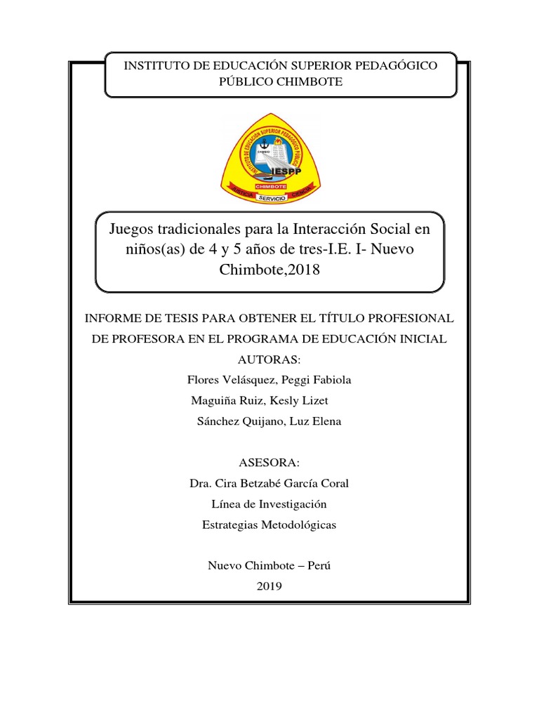 Juegos Tradicionales para La Interacción Social en Niños (As) de 4 y 5 ...