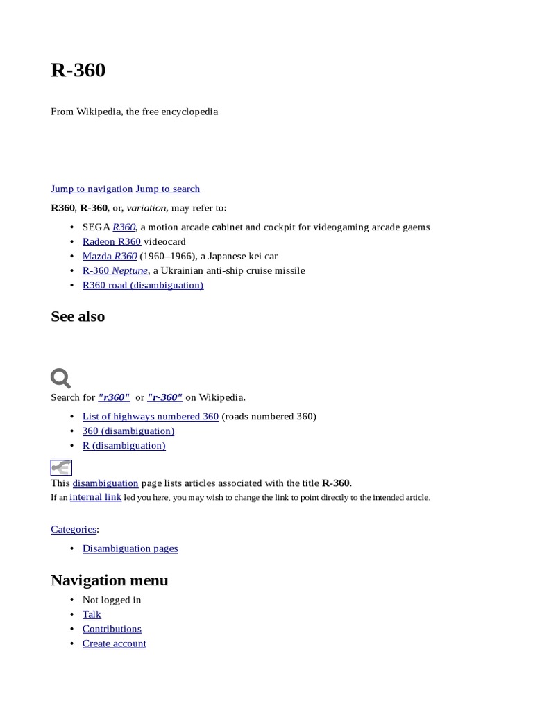 R-360 Disambiguation Guide | PDF