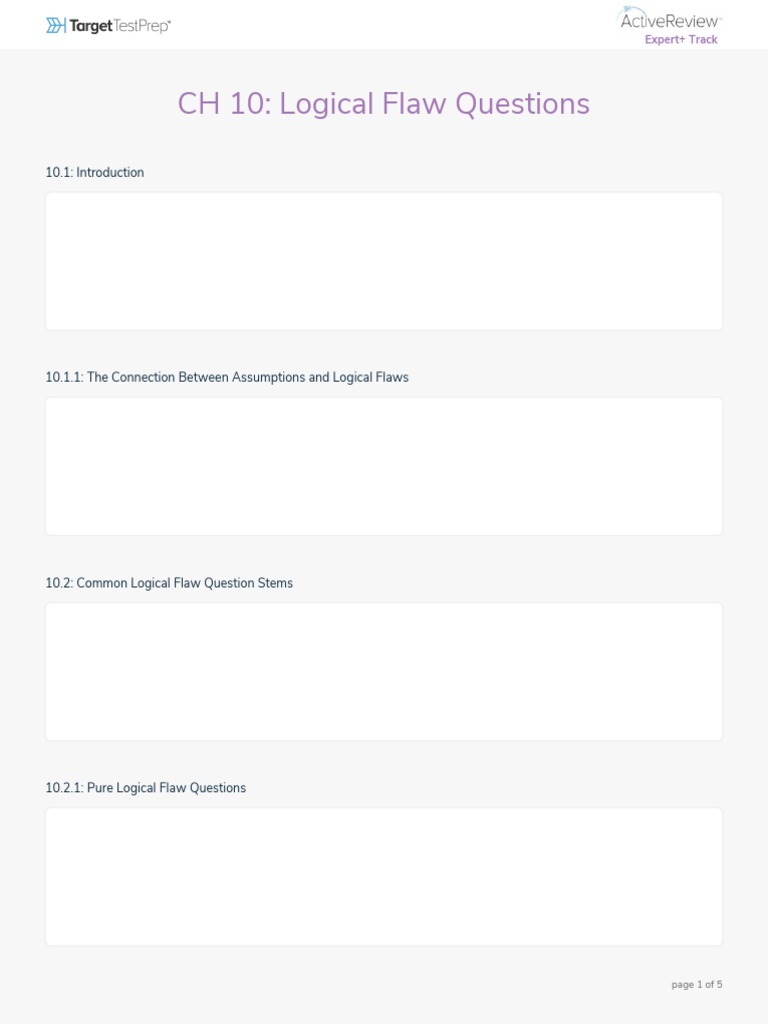 CH 10 Logical Flaw Questions Expert+ Track PDF Logic Argument
