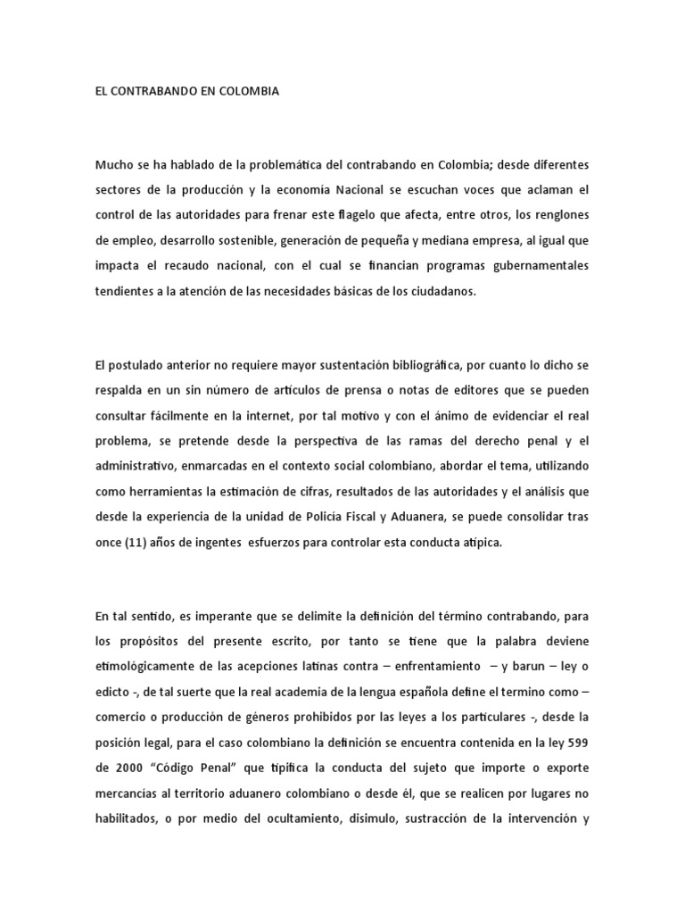 El Contrabando en Colombia | PDF | Contrabando | aduana