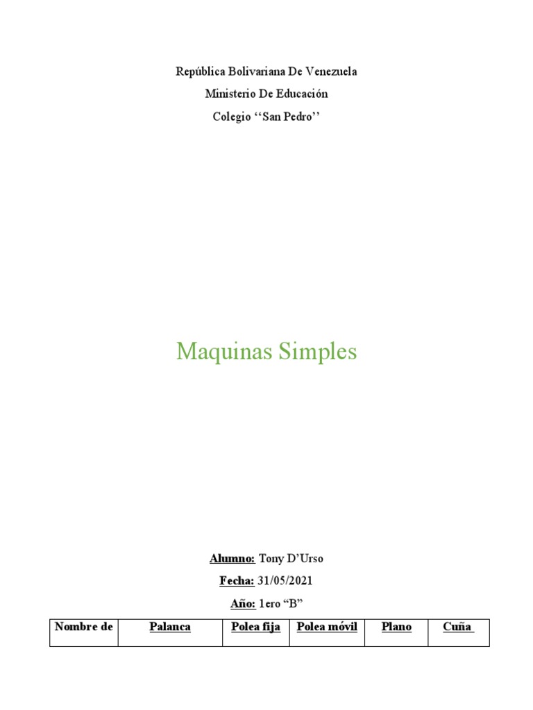 Maquinas Simples Pdf Máquinas Palanca