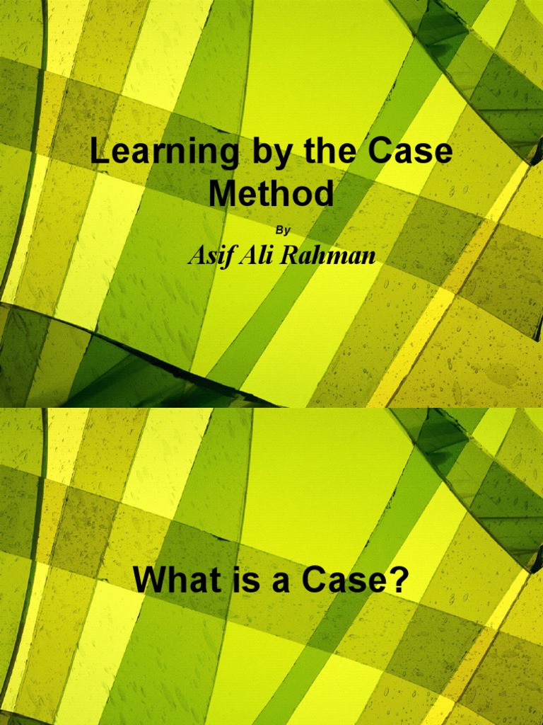 Learning by The Case Method Lecture 1 PDF Case Study Psychological Concepts
