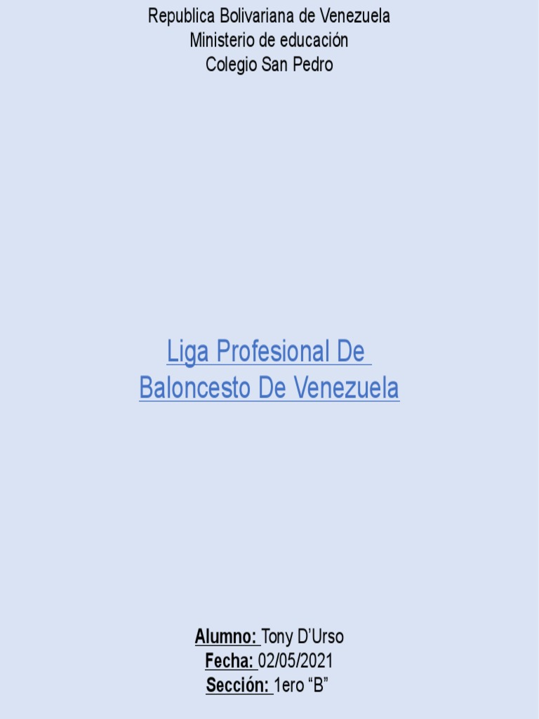 La Liga Profesional de Baloncesto de Venezuela PDF Deportes de