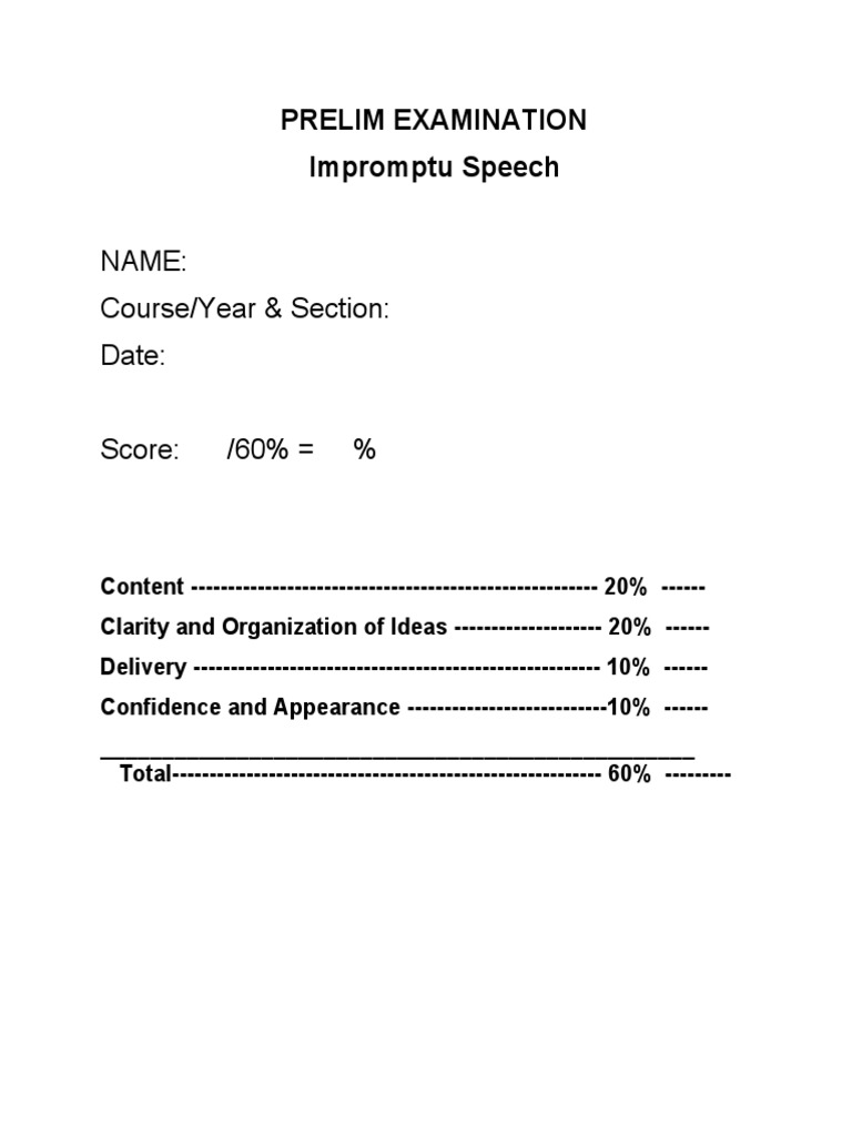 Prelim Examination Impromptu Speech | PDF | Business | Technology ...