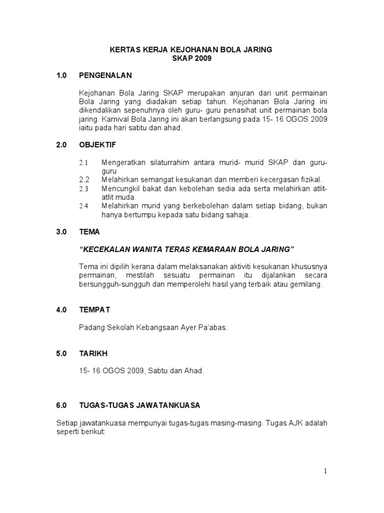 Kertas Kerja Bola Jaring 2009  PDF