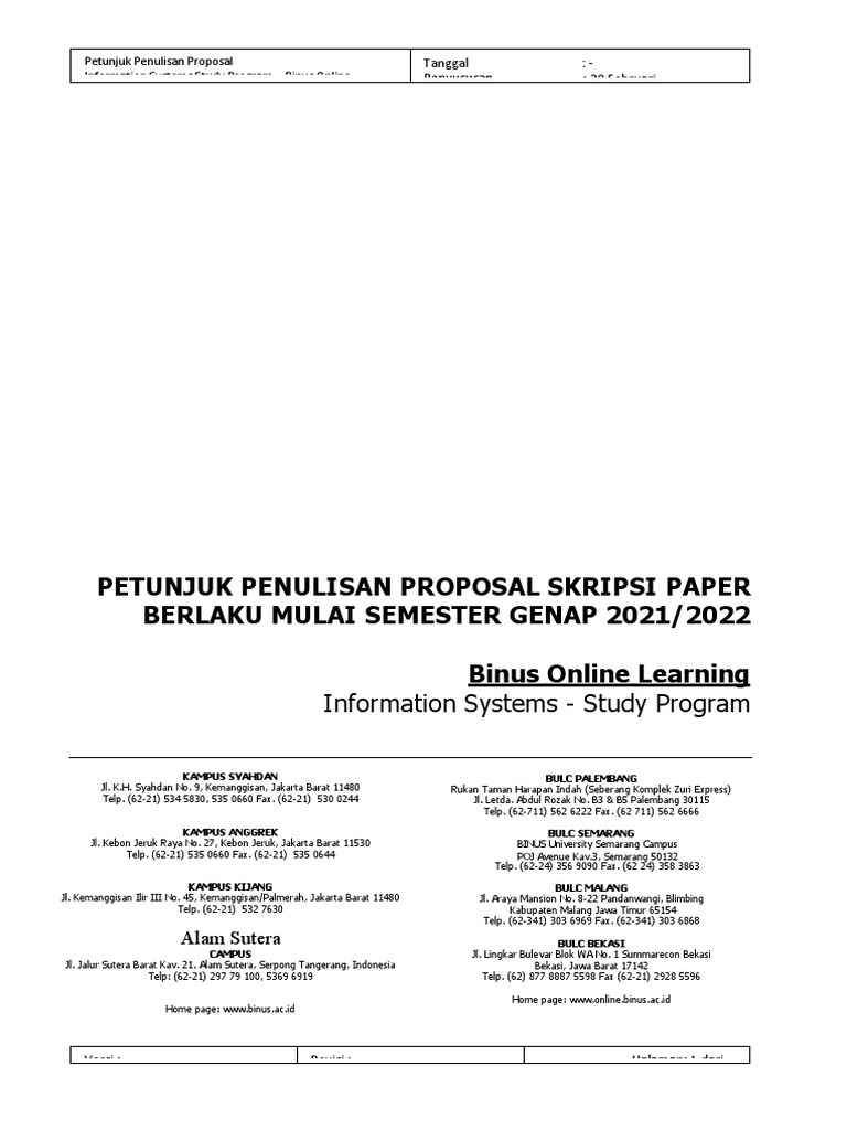 Panduan Proposal Skripsi Binus Online | PDF | Seni