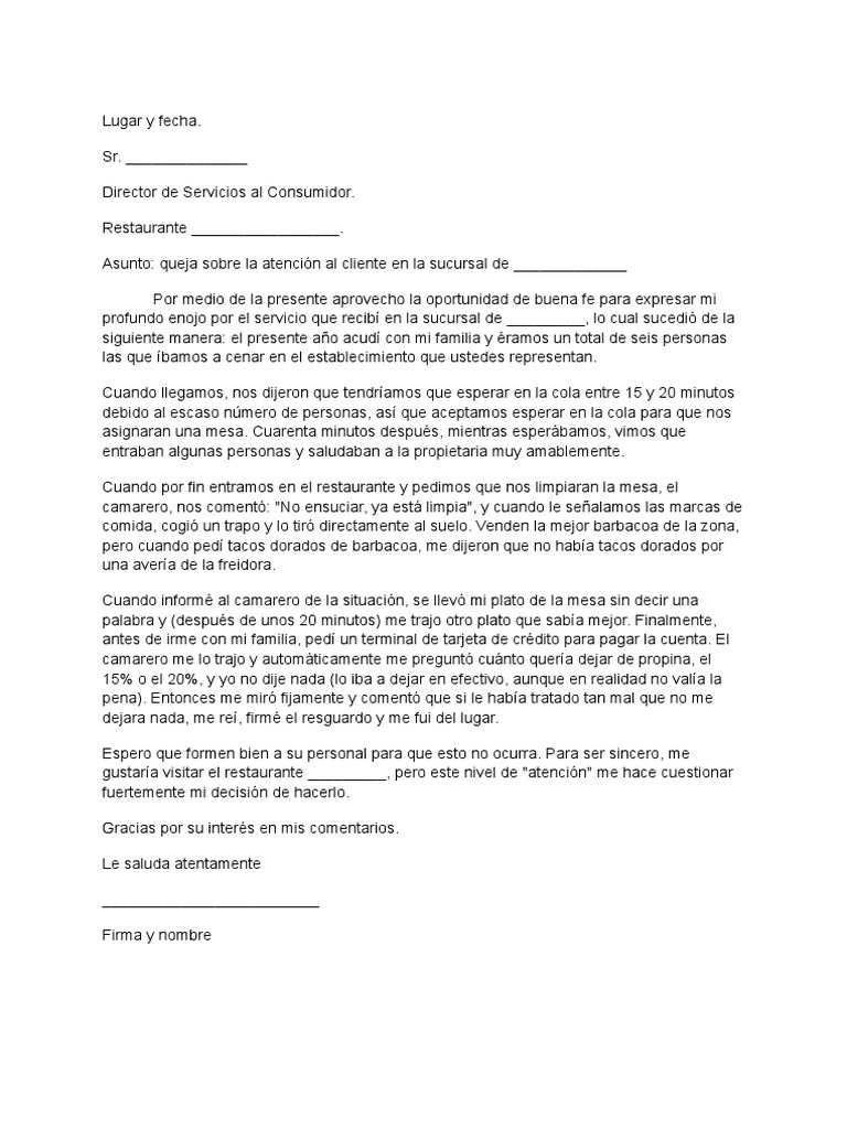 Modelo De Carta De Queja Formal Ejemplos En Ingles