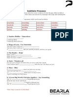 Indefinite Pronouns in Songs Worksheet Activities With Music Songs Nursery Rhymes Fun Act - 130987