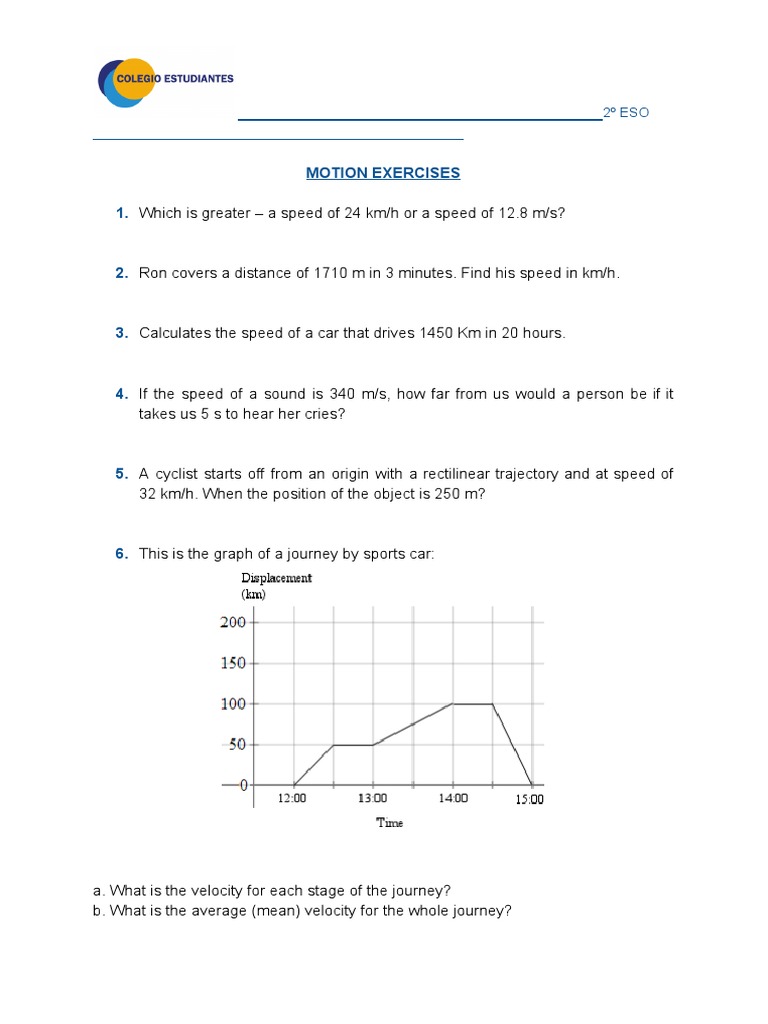 Motion Exercises for 2º ESO Students | PDF | Science & Mathematics
