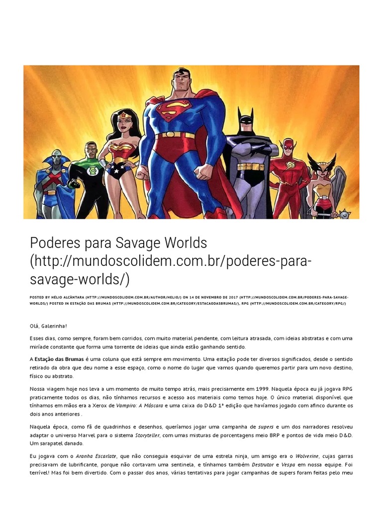Lista de Poderes para Personagens Super-Heroicos em Savage Worlds | PDF