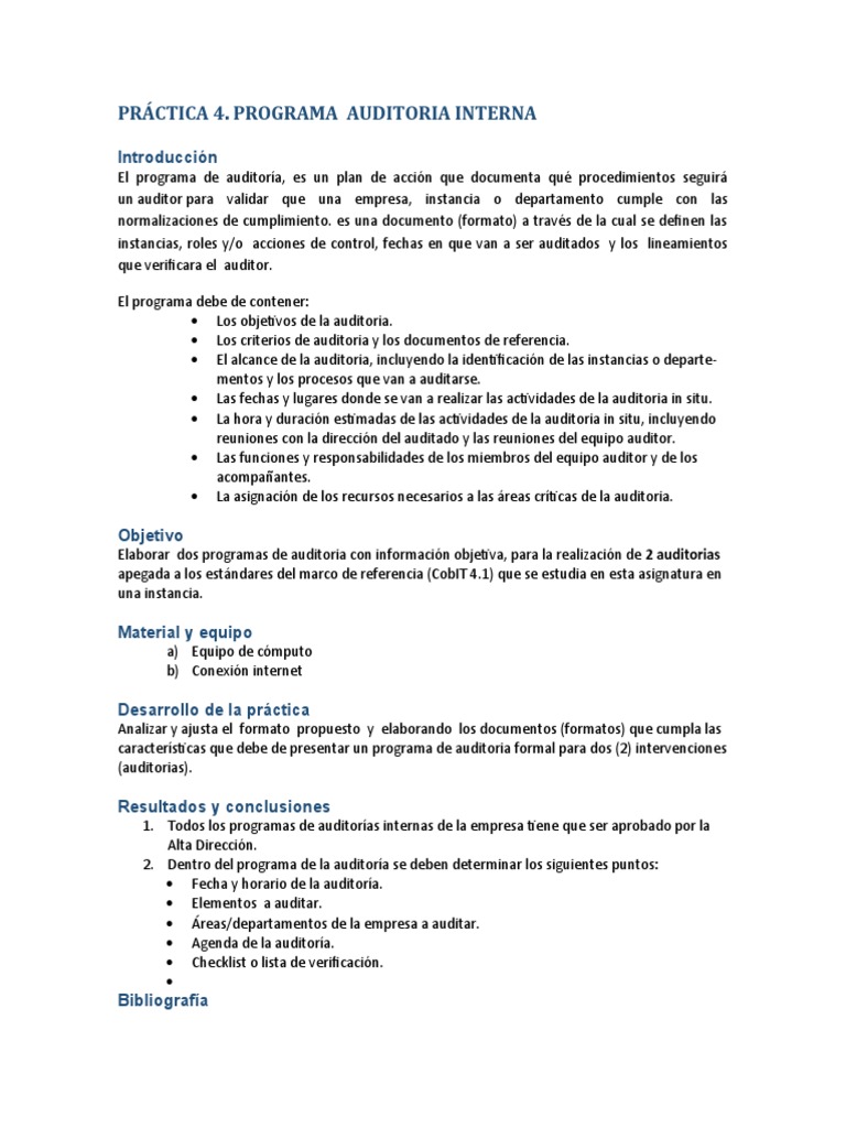 Programa de Auditoría Interna Efectivo | PDF | Auditoría | Contralor