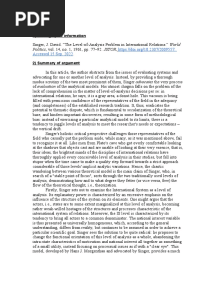 Singer, J. David. "The Level-Of-Analysis Problem in International Relations