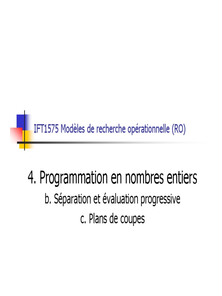Modèles de programmation entière IFT1575 | PDF | Logique mathématique ...