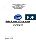 Relaciones y Funciones EJERCICIOS UNIDAD III 2