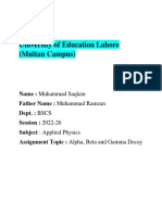 Assignment (Alpha, Beta and Gamma Decay) 