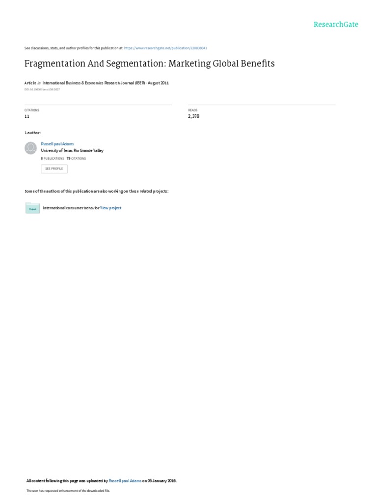 Fragmentation and Segmentation Marketing Global Be | PDF | Consumerism ...