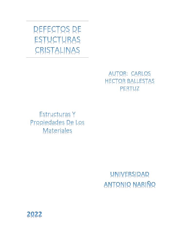 Defectos Sustitucionales en Cristales | PDF | Dislocación | Estructura ...