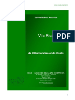 Vila Rica: de Cláudio Manuel Da Costa