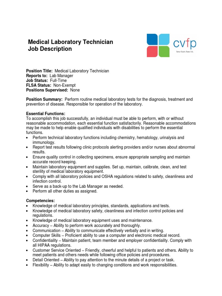Medical Laboratory Technician 216 PDF Medical Laboratory