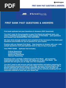 First Bank Past Questions Answers
