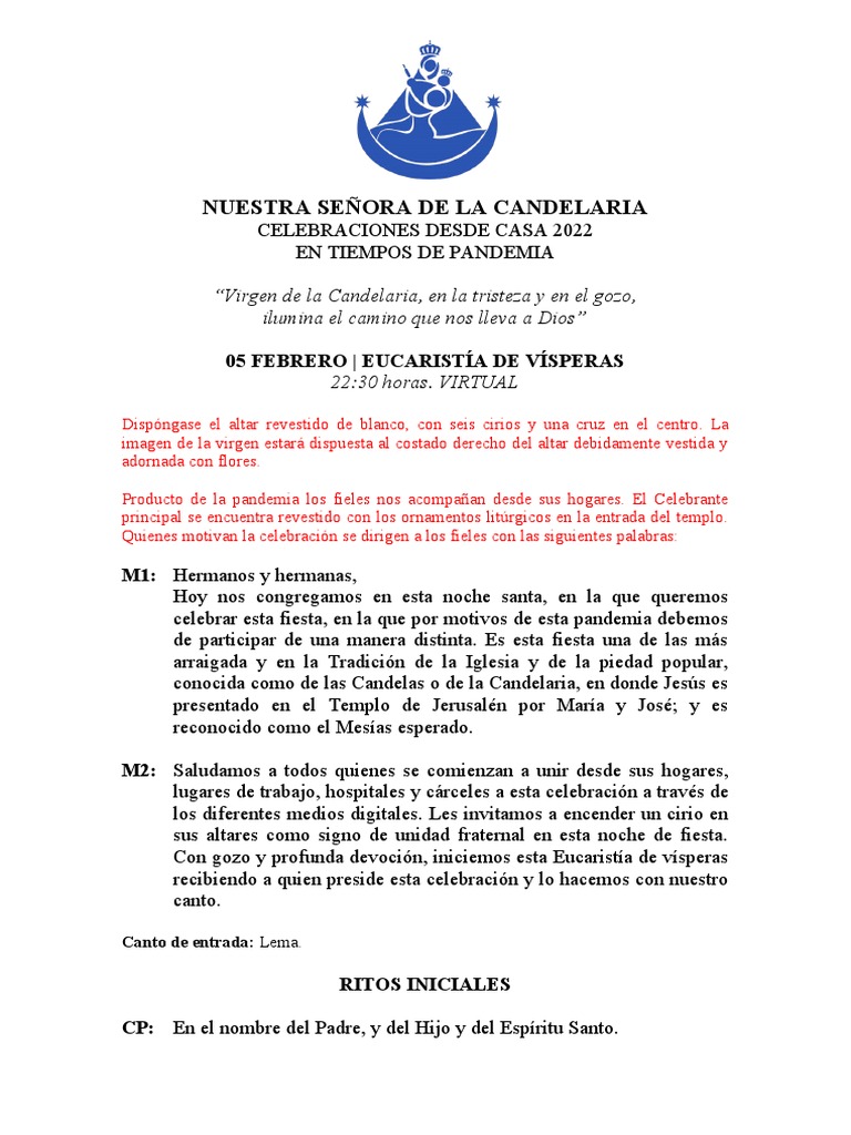 Celebración de la Candelaria 2022 | PDF | eucaristía | Misa (liturgia)