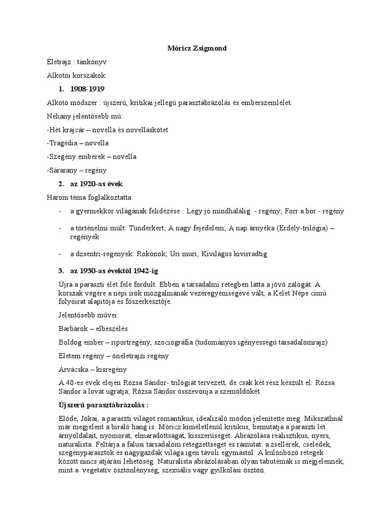 Móricz Zsigmond PDF