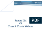 Tours & Travels Website Features List