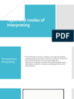 Types and Modes of Interpreting 
