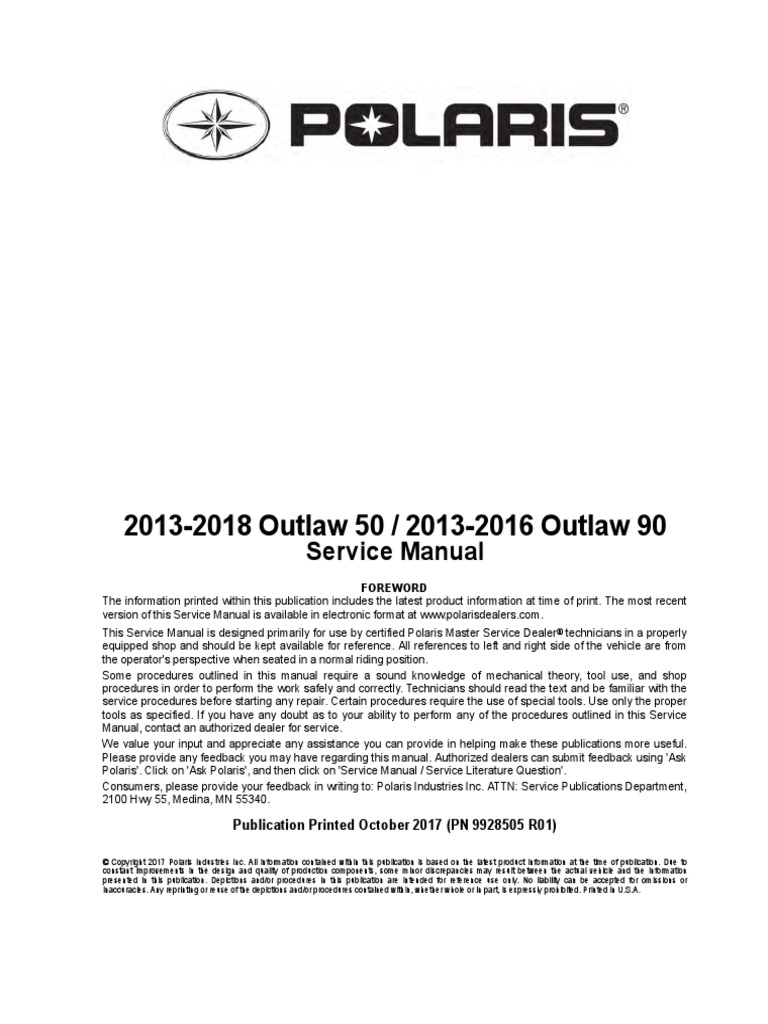 Polaris Key Set &ndash; For Polaris Outlaw 50 (2008-2018) &amp; Outlaw 90
