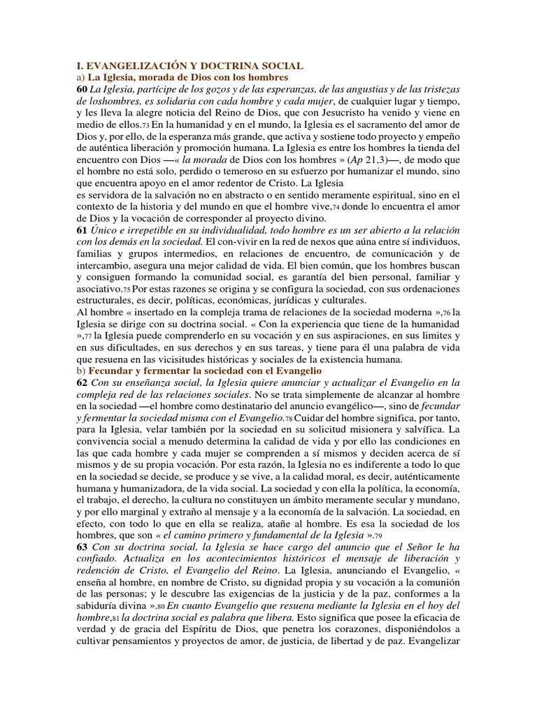 Evangelización y Doctrina Social de la Iglesia | PDF | Iglesia Católica ...