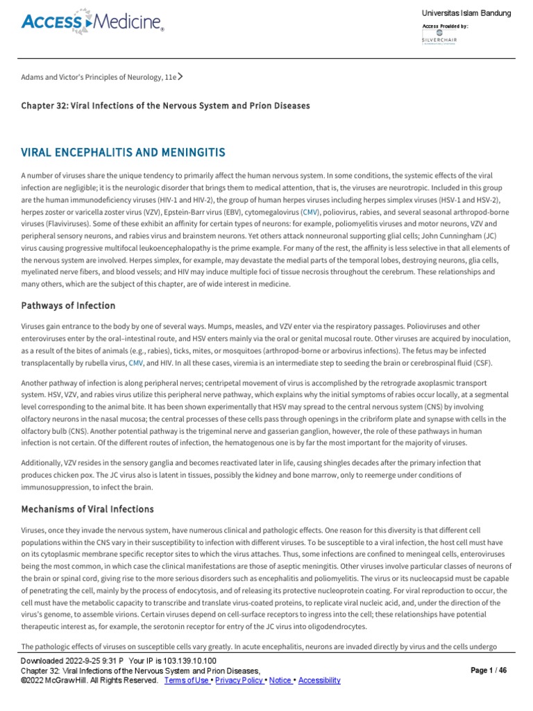 Chapter 32 - Viral Infections of The Nervous System and Prion Diseases ...