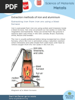 Metals KS3 4 Iron and Aluminium Extraction Methods Info Sheet