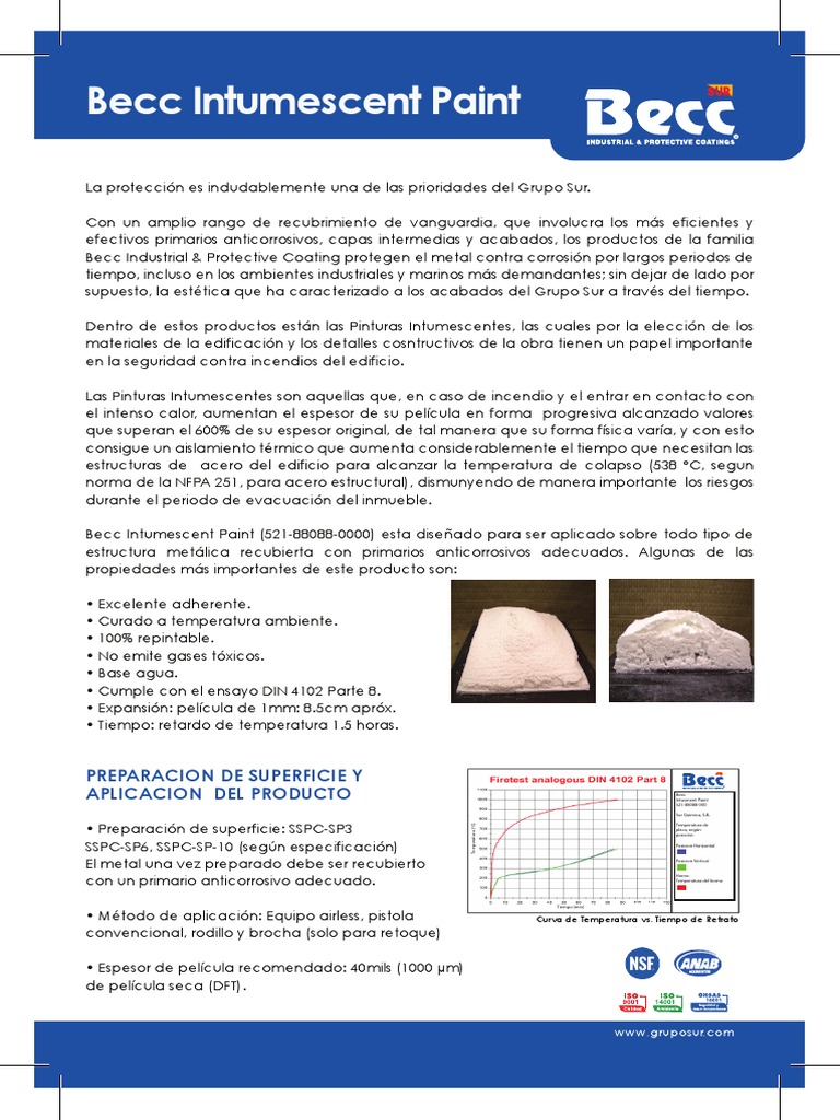 Pintura Intumescentes Becc Sur | PDF | Acero | Temperatura
