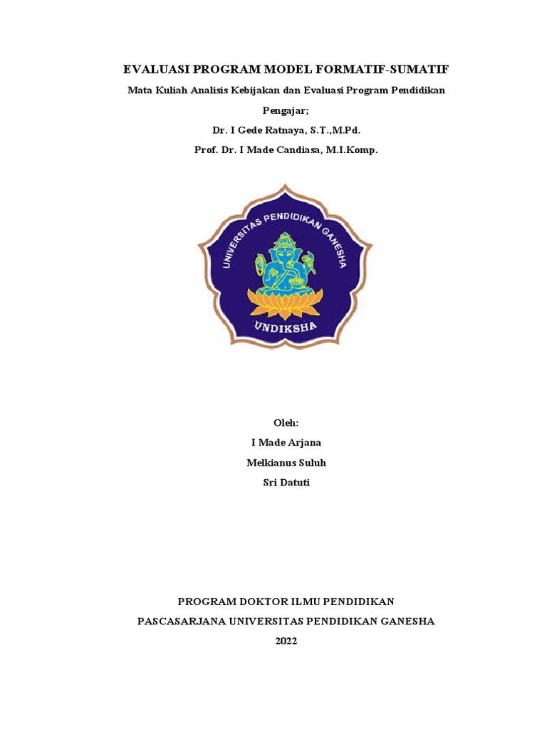 Evaluasi Program Model Formatif Sumatif Scriven Pdf