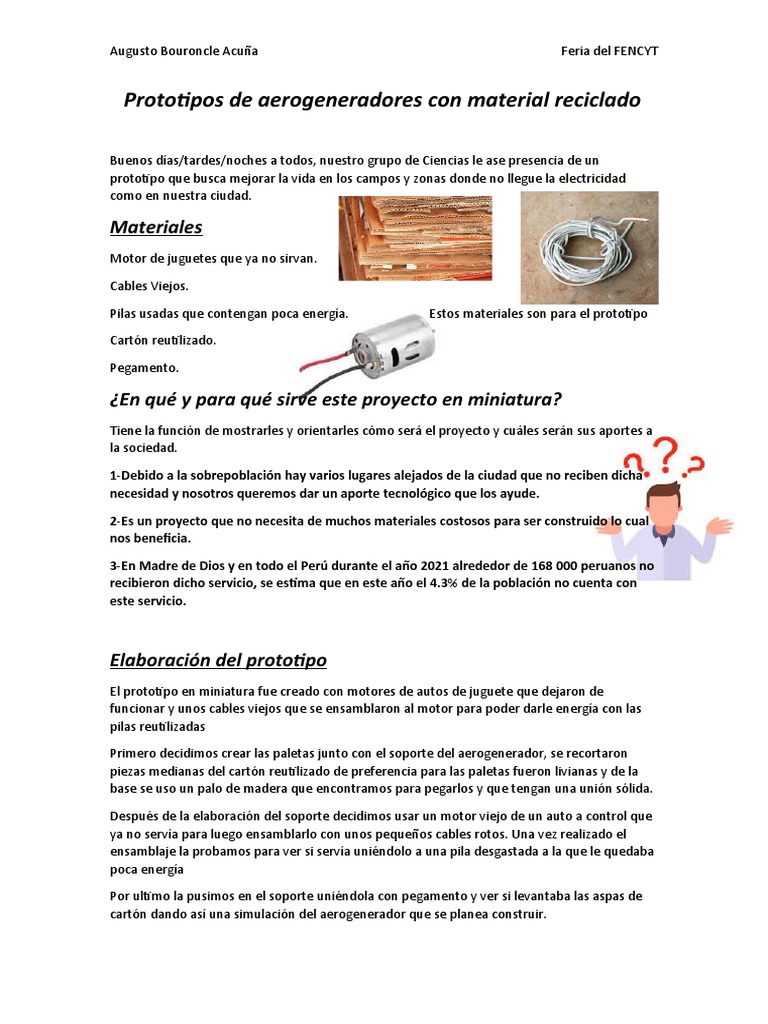 Prototipo de Aerogenerador Eólico Casero | PDF | Contaminación ...