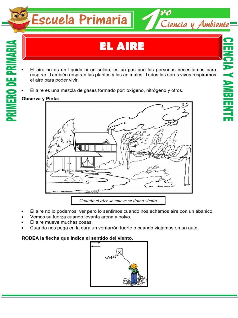 El Aire para Primero de Primaria | PDF | Atmósfera de tierra | Oxígeno