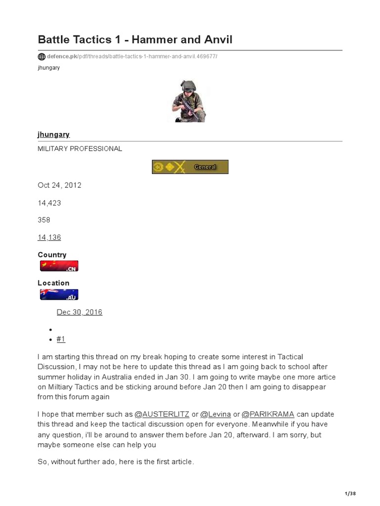 Defence Pk Battle Tactics 1 Hammer And Anvil Compressed Pdf