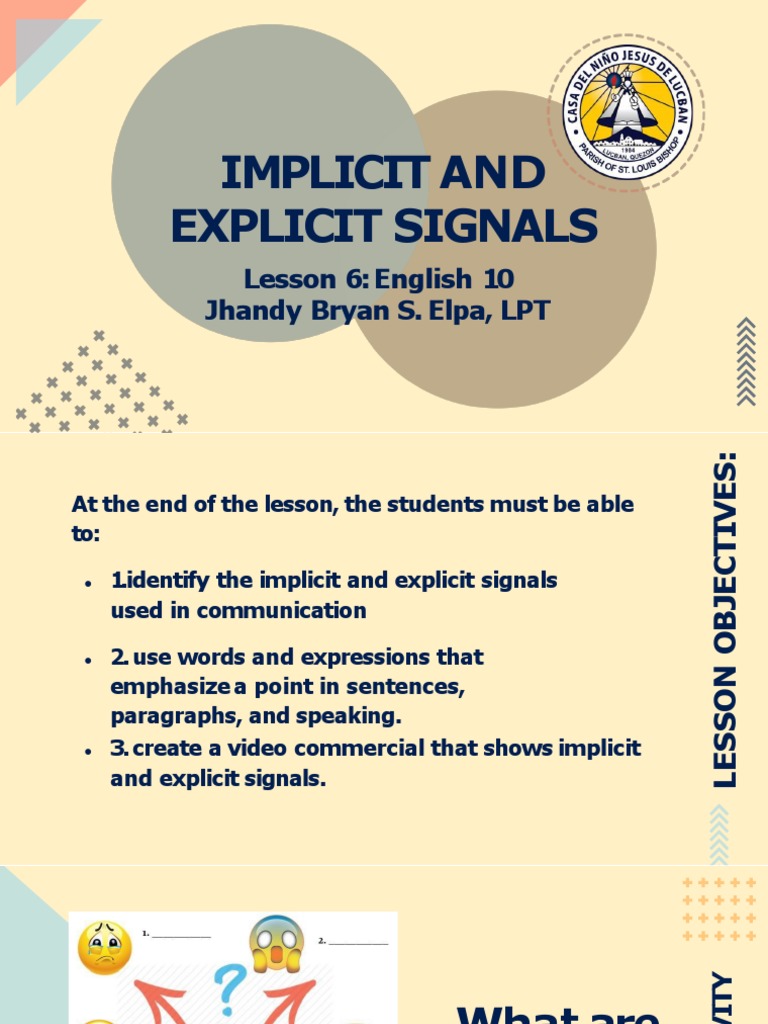 Understanding Implicit and Explicit Signals | PDF | Communication ...