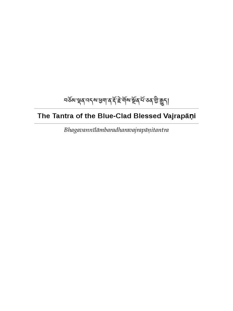 The Tantra of The Blue-Clad Blessed Vajrapani | PDF | Tantra | Vajrayana