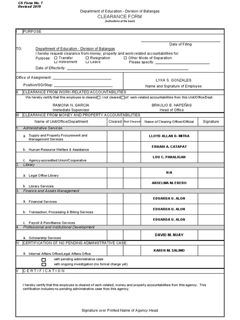 Cs form no 7 clearance form 1 pdf business economies