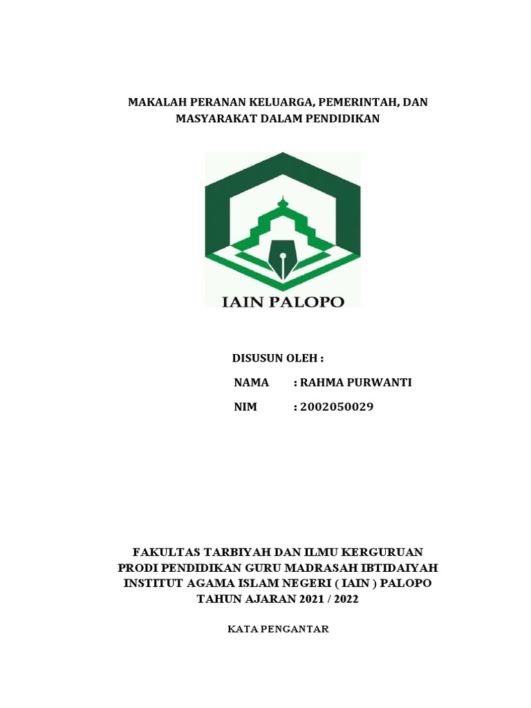 Peranan Keluarga, Pemerintah Dan Masyarakat Dalam Pendidikan | PDF