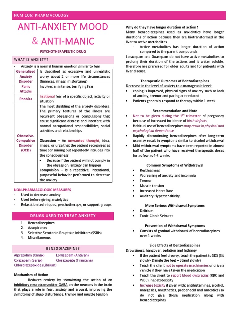 Anti-Anxiety Pharmacology Overview | PDF | Antidepressant | Benzodiazepine