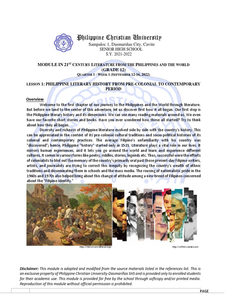 21ST 1STQ Module Week1 | PDF | Philippines