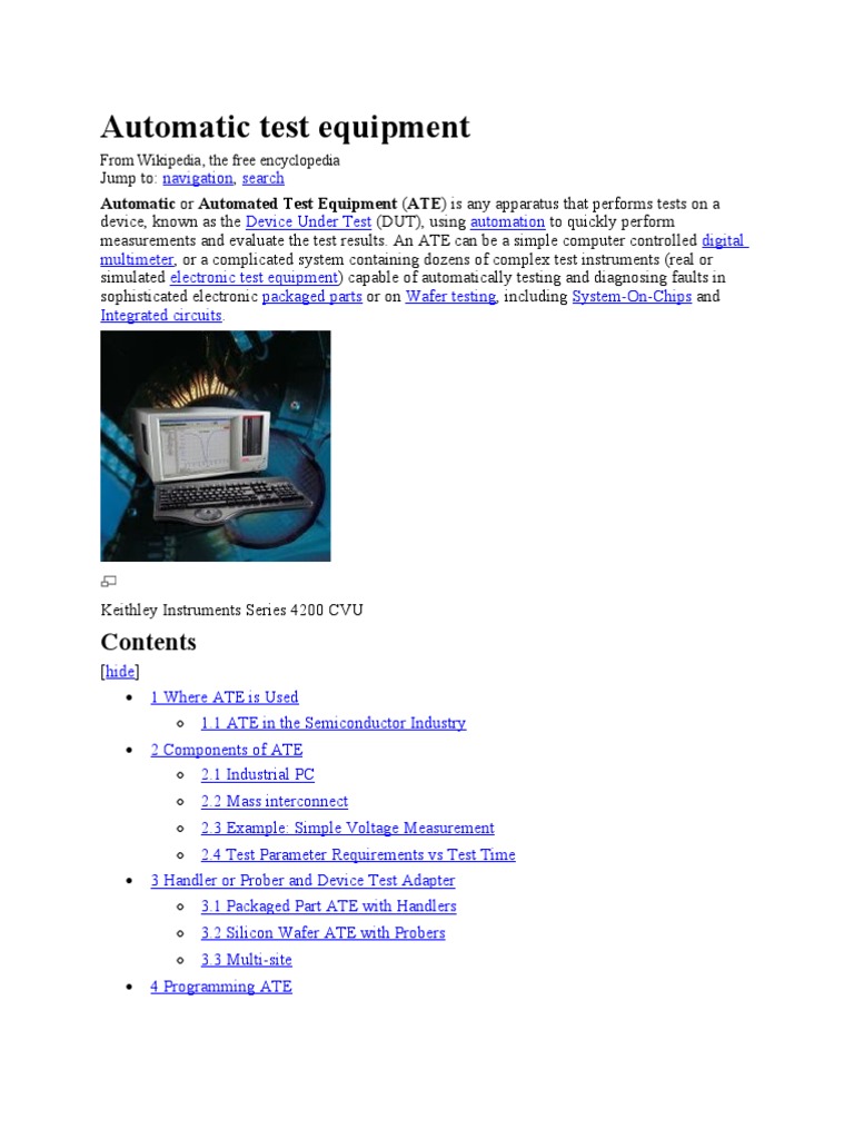 Automatic Test Equipment PDF Computer Engineering Electronic Engineering