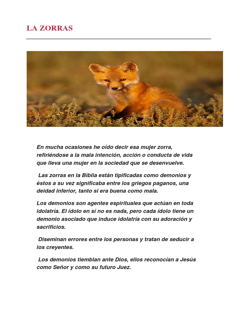 Significado De Zorras En La Biblia PDF Demonios Eucarist a