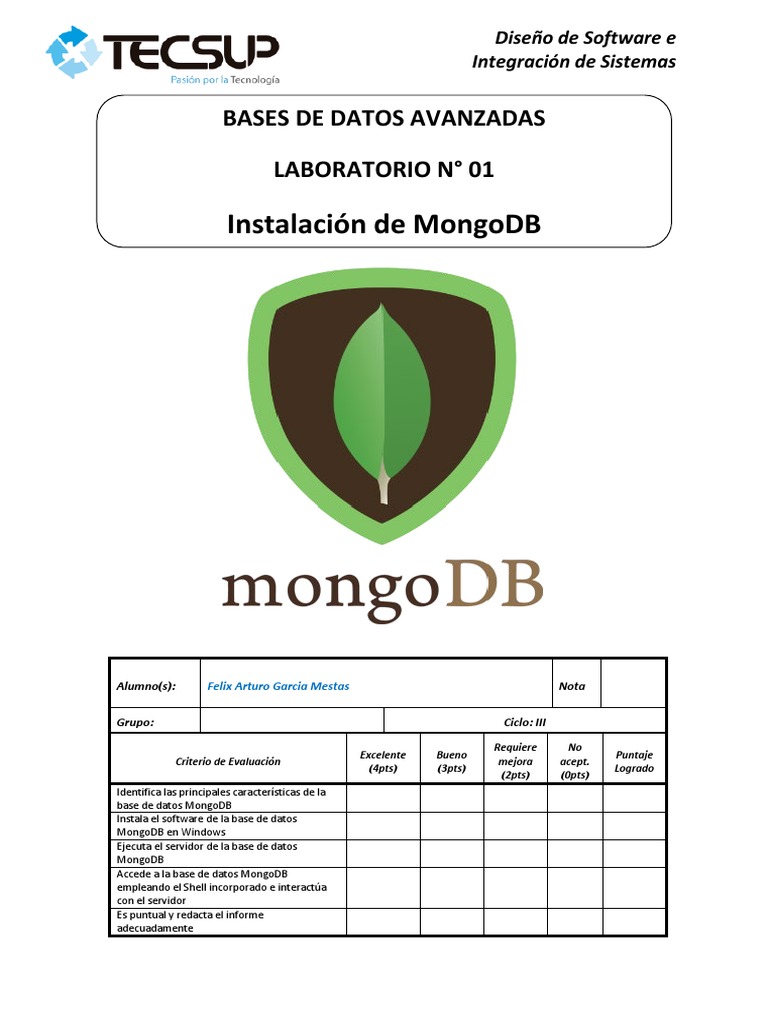 Instalación y Uso de MongoDB en Windows | PDF | Mongo Db | Archivo de ...
