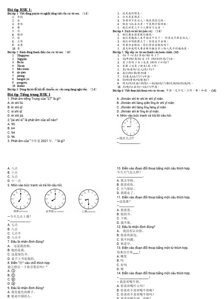 Bài Tập Hsk 1 Pdf